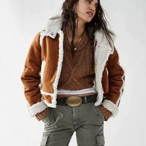 Free People We The Free Vegan Exchange Shearling Jacket.Size L